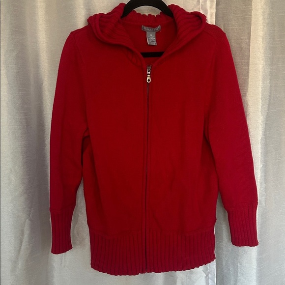 Cozy Red Women's Zip Up Knit Sweater - Picture 1 of 6